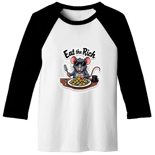 Eat the Rich Rat – Street Rebellion Baseball Tees