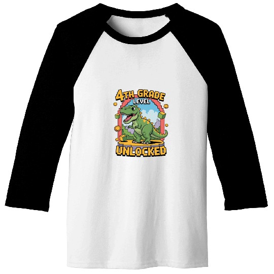 Back To School 4th Grade Level Unlocked Gaming Baseball Tees