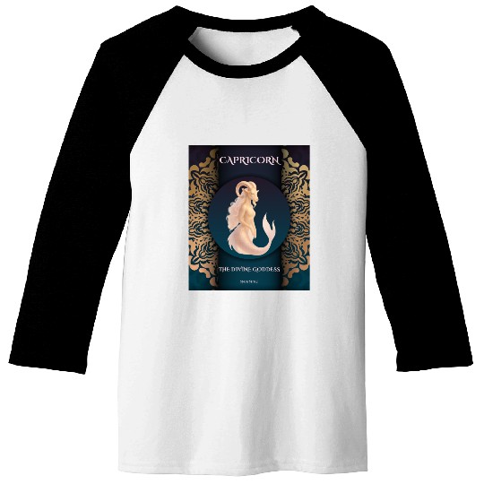 Capricorn Divine Goddess Illustration Baseball Tees