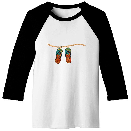 Colorful Summer Flip Flops Pattern Baseball Tees