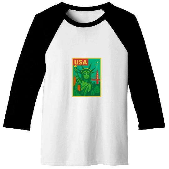 Iconic Statue of Liberty Urban Artwork  Baseball Tees