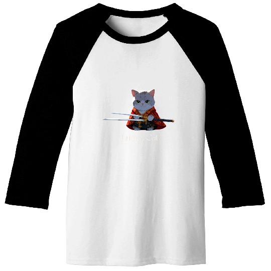 Mythic Warrior Cat with Swords Baseball Tees