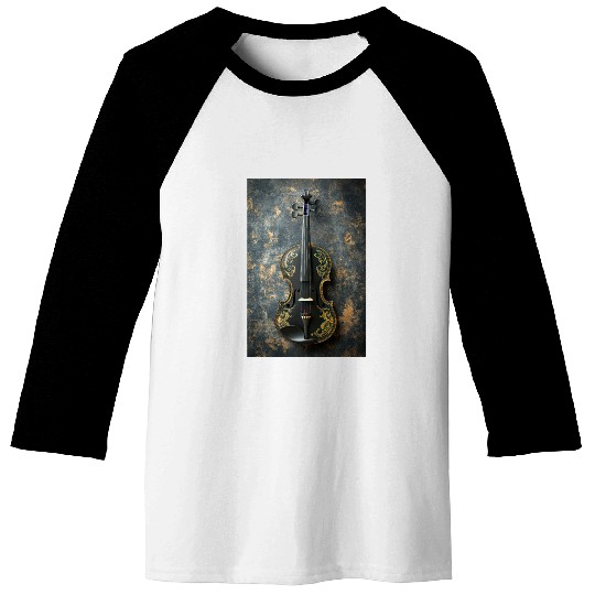 Elegant Black and Gold Violin Baseball Tees