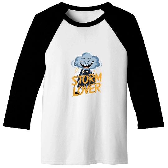 Storm Lover Cloud with Lightning Art Baseball Tees