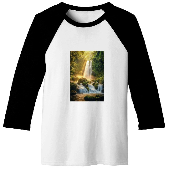 Sunrise Over Hidden Waterfall Baseball Tees