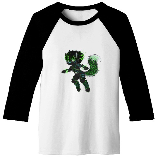 Cyberpunk Hacker Fursuit - Binary Neon Furry Baseball Tees