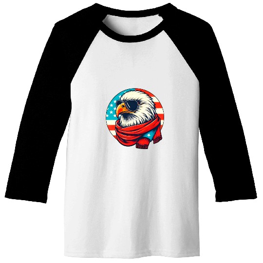 Patriotic Eagle with Sunglasses and Scarf Baseball Tees