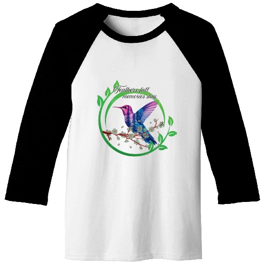 Vibrant Hummingbird and Blossoms Design Baseball Tees