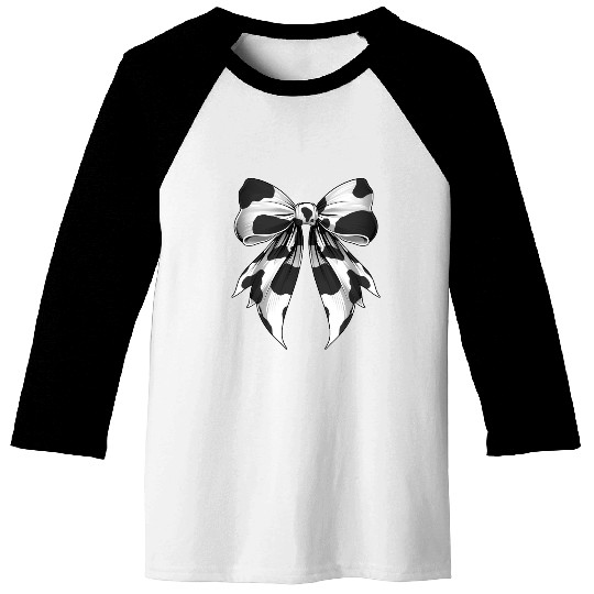 Coquette Bow Cow Pattern Cow Farmer Cow Farming Baseball Tees