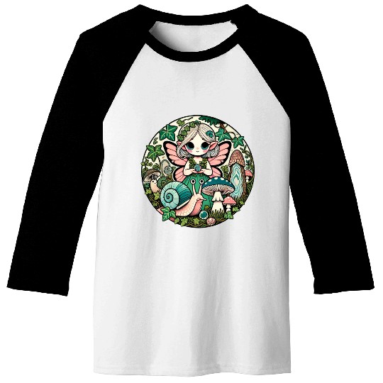 Enchanted Forest Fairy Illustration Baseball Tees