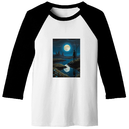Mystic Night Under the Full Moon Baseball Tees