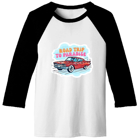 Vintage Classic Car Road Trip Design Baseball Tees