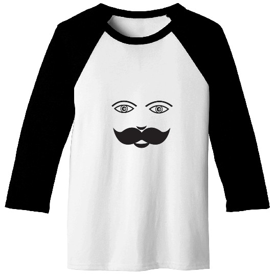 Whimsical Cat Face with Mustache Design Baseball Tees
