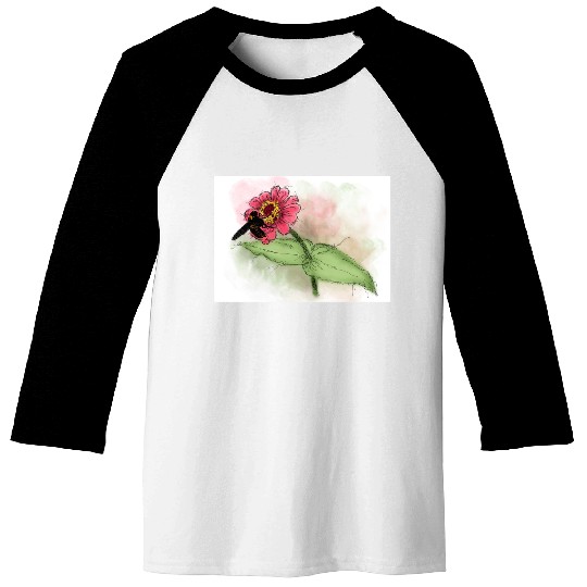 Wildflower and Bumblebee Illustration Baseball Tees