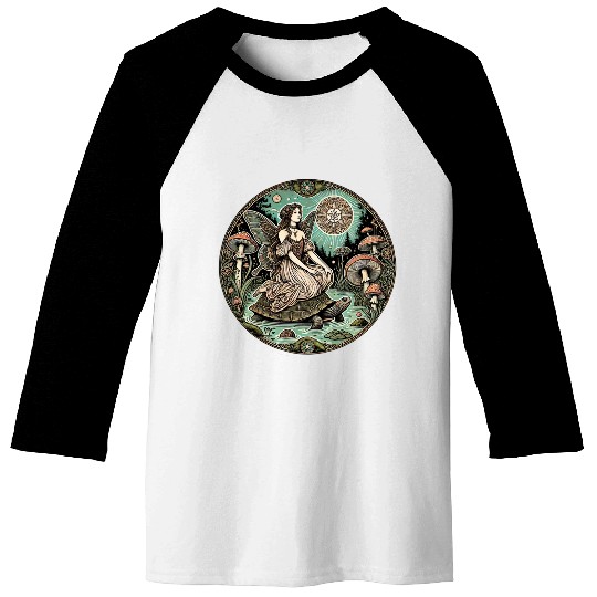 Enchanted Forest Fairy on Turtle Baseball Tees