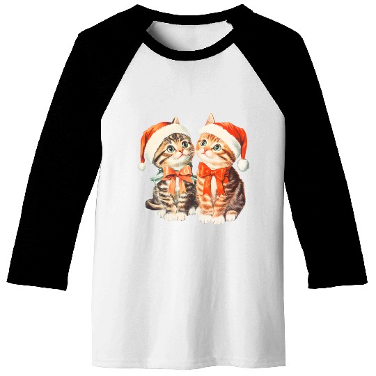 Festive Kittens in Santa Hats Baseball Tees