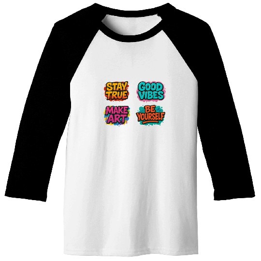 Vibrant Motivational Affirmation Designs Baseball Tees