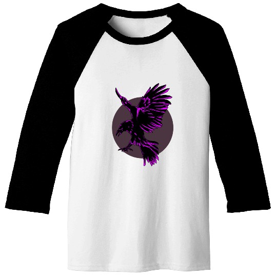 Neon Purple Raven in Flight Baseball Tees