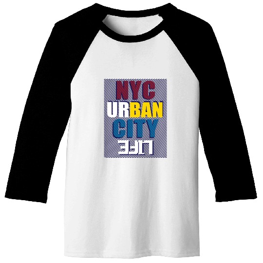 Vibrant NYC Urban City Typography life Baseball Tees
