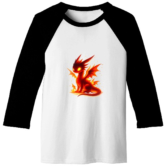 Luminous Fire Dragon Illustration Baseball Tees