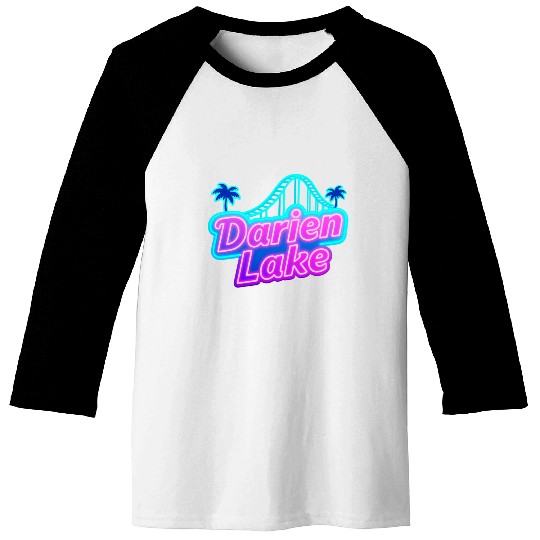 Neon Daren Lake Sign with Roller Coaster and Palms Baseball Tees