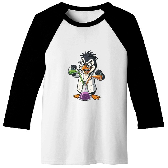 Crazy Professor Penguin Chemist Nerd Experiment Baseball Tees