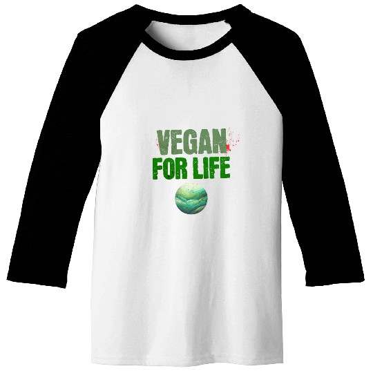 Vegan for Life Earth Theme Design Baseball Tees