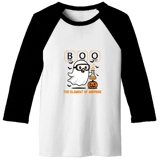 Halloween Ghost with Chemistry Elements Baseball Tees
