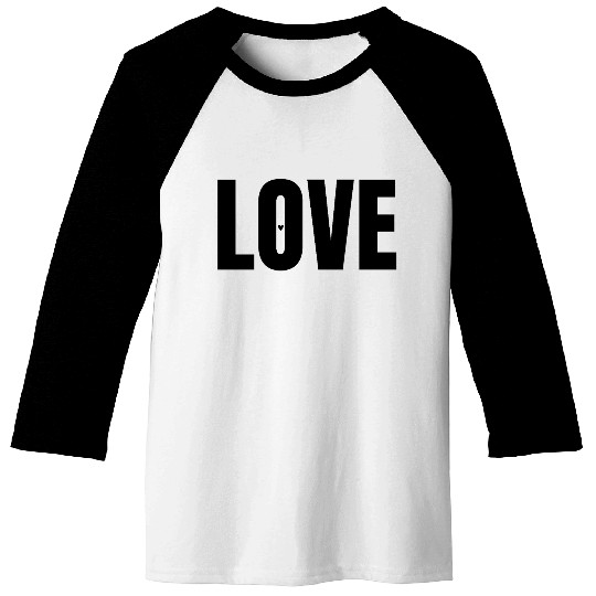 Minimalist Black "LOVE" Typography Baseball Tees