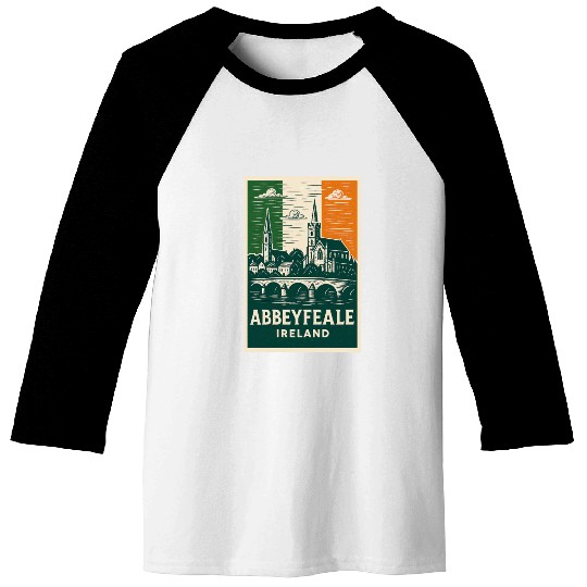 Abbeyfale Ireland Church Skyline Baseball Tees