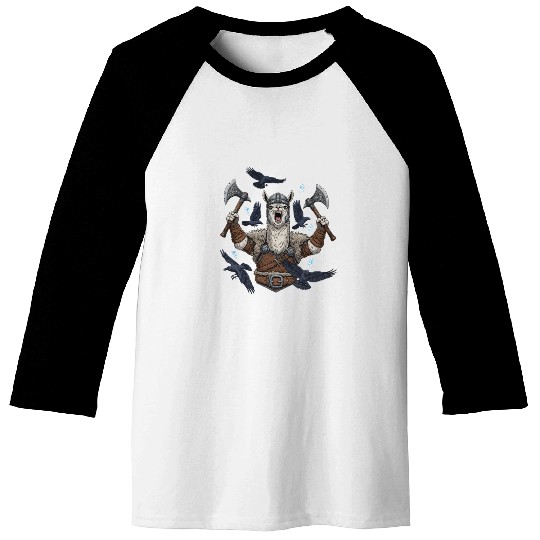 Viking Alpaca Warrior Illustration Baseball Tees