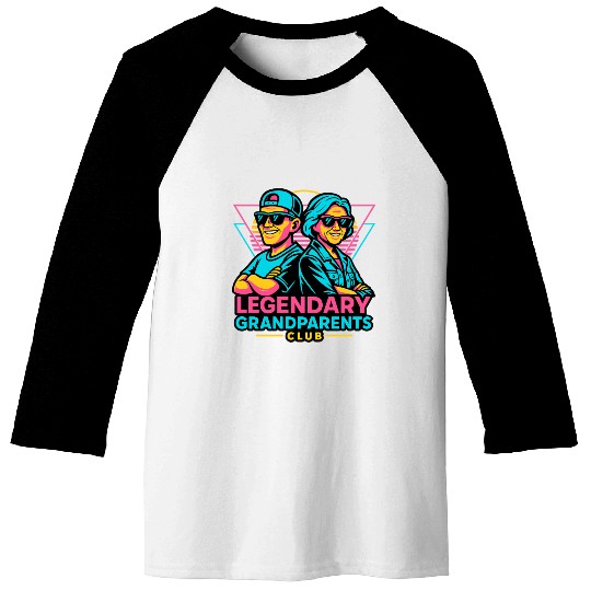 Legendary Grandparents Retro Neon Baseball Tees