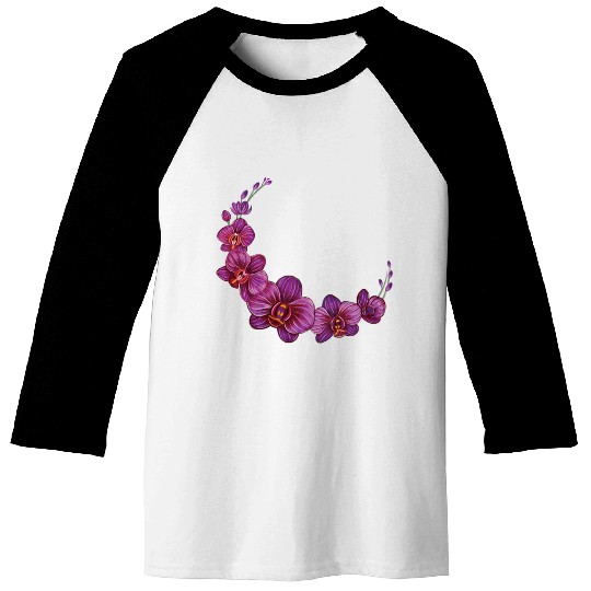 Violet Moon Orchid Flower branch illustration Baseball Tees