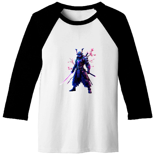 Neon Samurai Warrior Baseball Tees