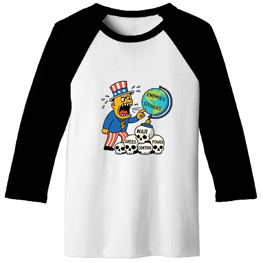 Angry Uncle America Confronts Global Enemies Baseball Tees