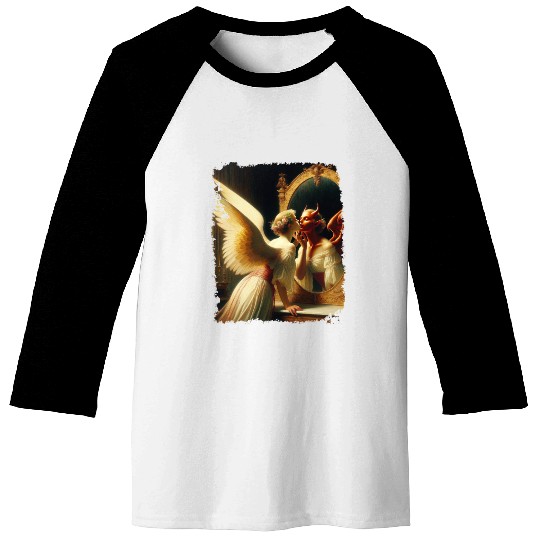 Inner Duality Angel Demon Mirror Renaissance Baseball Tees