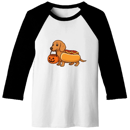 Hot Dog Dachshund Halloween Baseball Tees