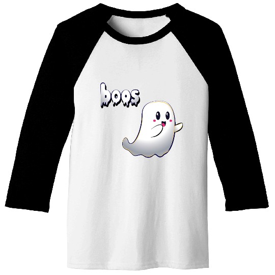 Cute Ghost with Playful Expression Baseball Tees