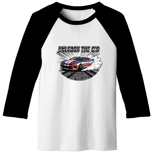 Patriotic American Muscle Car Baseball Tees