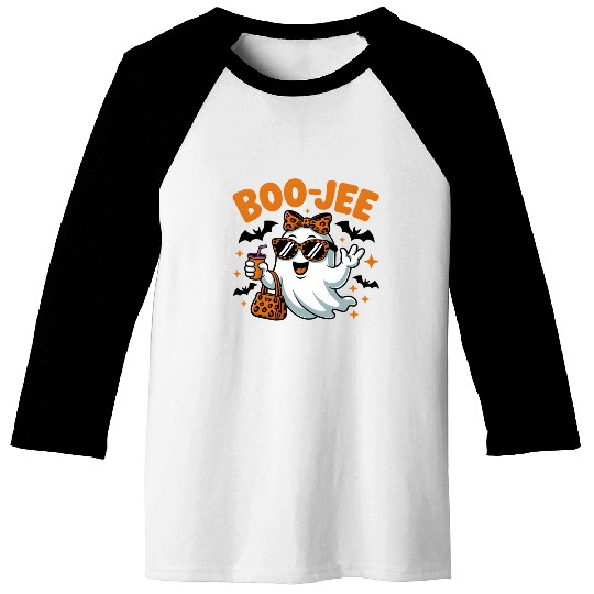 Boo-Jee Ghost Cute Leopard Print Halloween Boojee Baseball Tees