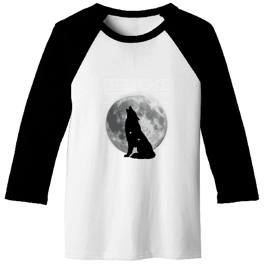 Wolf Howling at Full Moon Design Baseball Tees