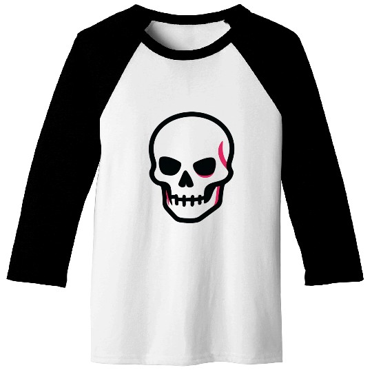 Neon Pink Skull Graphic Design Baseball Tees