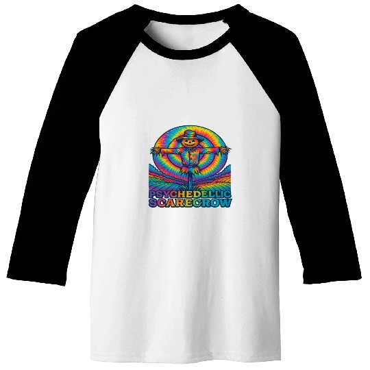 Psychedelic Scarecrow Trippy EDM Rave Festival Baseball Tees