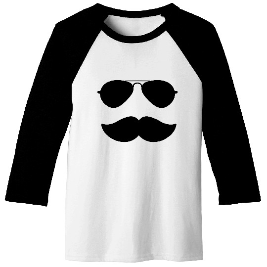 Aviators and Mustache - Father's Day - Movember Baseball Tees