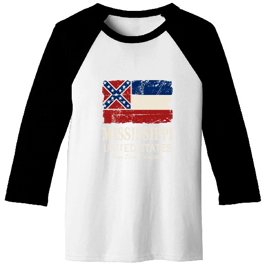 Mississippi Flag - Vintage Look Baseball Tees
