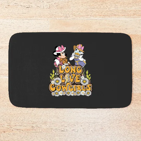 Disney Long Live Cowgirls Let's Go Girls Minnie Daisy Bath Mats, Retro Western Country Howdy Bath Mats