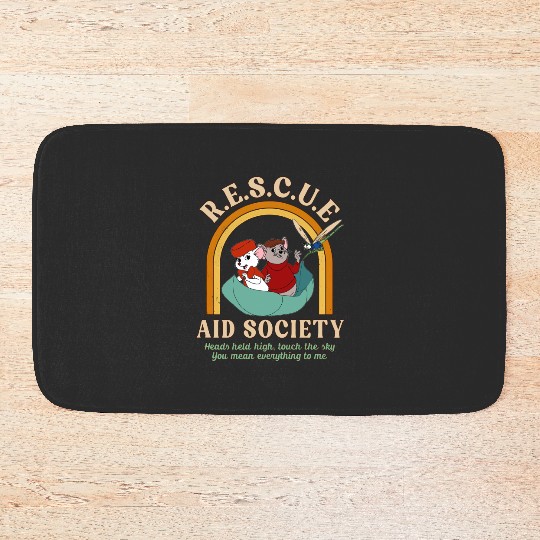 Retro 70s The Rescuers Bernard And Bianca Disney Bath Mats, Rescue Aid Society Bath Mats