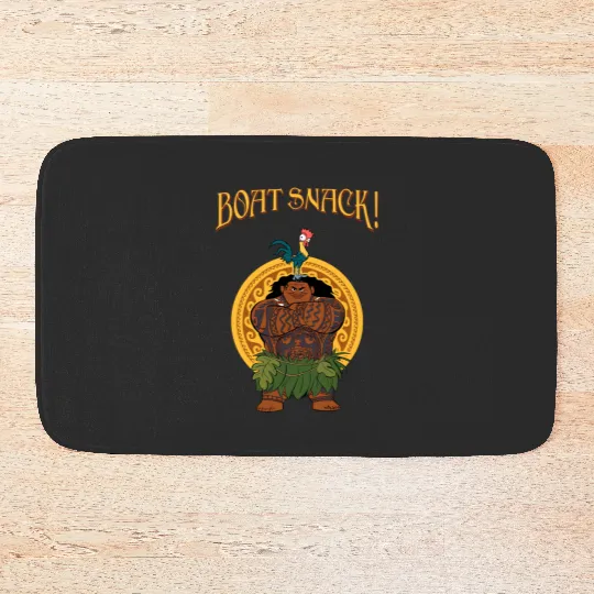 Funny Maui And Hei Hei Boat Snack Retro Bath Mats, Disney Moana