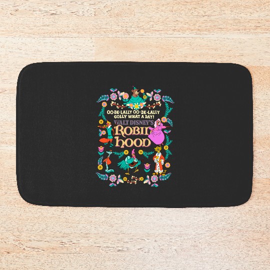 Vintage Disney Robin Hood Floral Bath Mats, Disney Family Trip 2024 Bath Mats