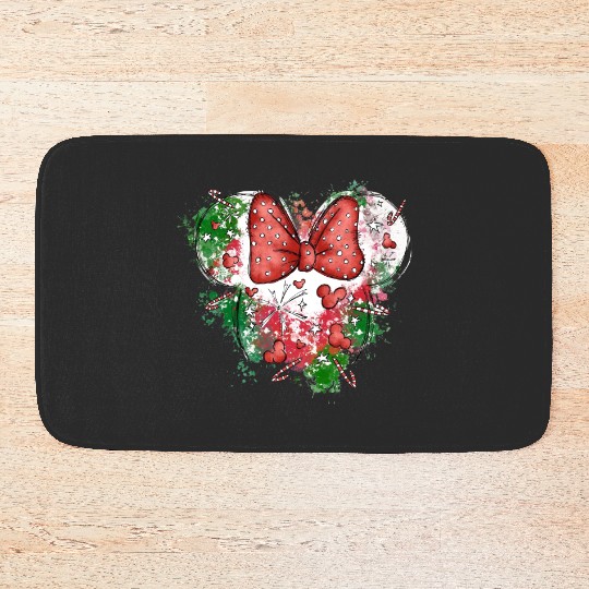 Minnie Mouse Christmas Bath Mats, Disney Christmas, Minnie Head Christmas Bath Mats